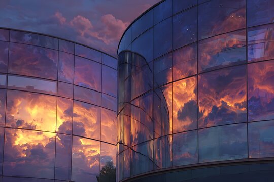 blue sky in the glass building