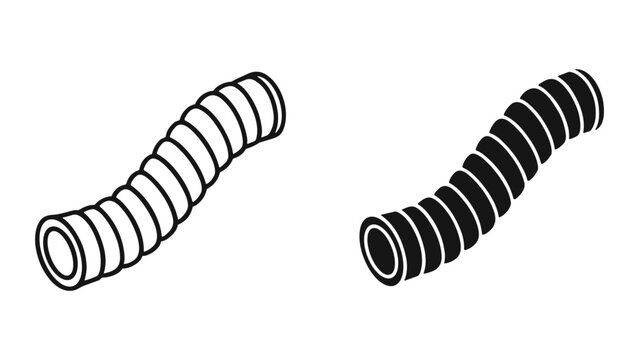 Flexible hose pipe icon set corrugated tube, ventilation duct, plumbing hose vector illustration isolated on white background