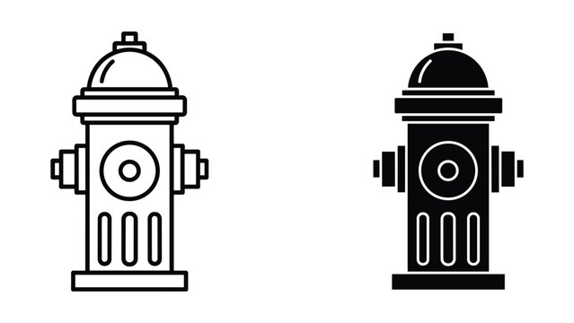 Fire hydrant icon set, vector illustration of fire fighting equipment, outline and solid style fire hydrant symbols isolated on white background