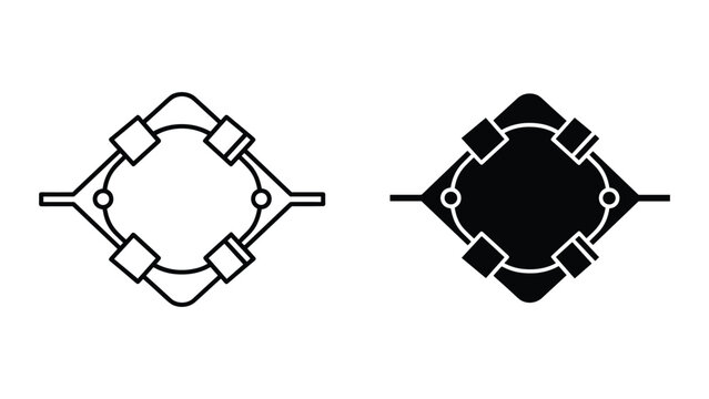 Bridge rectifier icon set, electronic component symbol, diode bridge circuit diagram for converting alternating current to direct current