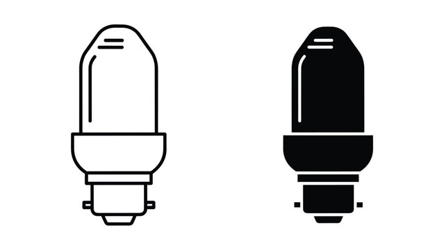 Bayonet mount light bulb icon set outline and solid glyph vector symbols of b22 base lamp for electricity, lighting, and energy concepts