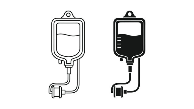 Iv bag icon set, medical drip bag vector illustration, intravenous therapy equipment, hospital fluid container, saline solution bag, healthcare sign
