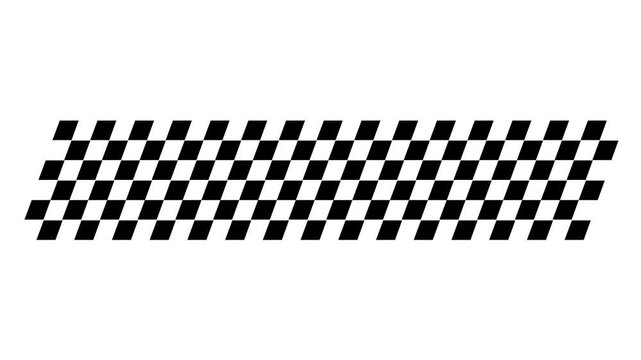 Animated checkered racing flag pattern expanding on white background, for sports broadcast, checkered flag