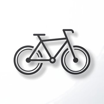 Minimalist bicycle line icon with soft drop shadow isolated on white background for web and app design
