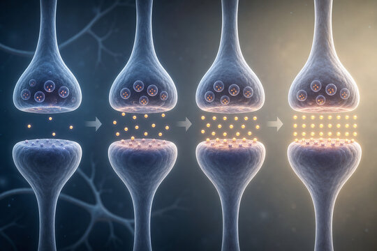 Restored serotonin signaling across neural synapse over time