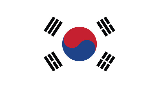 Detailed vector illustration of the south korean national flag featuring vibrant colors and clean lines