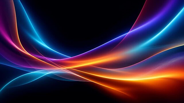 colorful light ribbons flowing across dark background