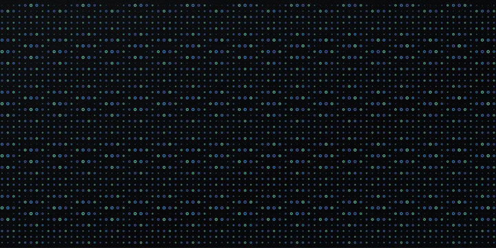 Digital Halftone Pattern Background with Blue Glowing Dots on Dark Grid Texture