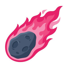 Meteorite burning up in pink flames in space with heat haze around it © Progati Roy