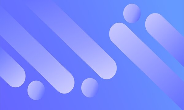 Abstract periwinkle blue gradient background with diagonal rounded geometric bars and 3D floating circles for modern presentation banner backdrop