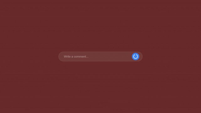 Digital interaction interface element featuring a message send button animation with blue circle