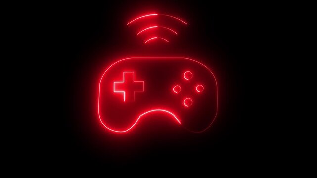 Neon red Gaming Controller Gamepad Animation for Video Games