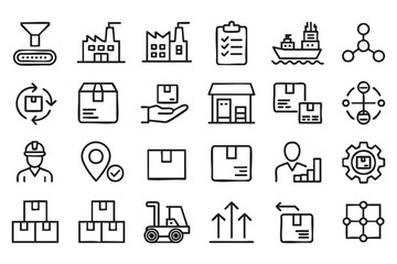 Fototapeta premium Logistics and Transportation Icon Collection for Ecommerce and Inventory Management