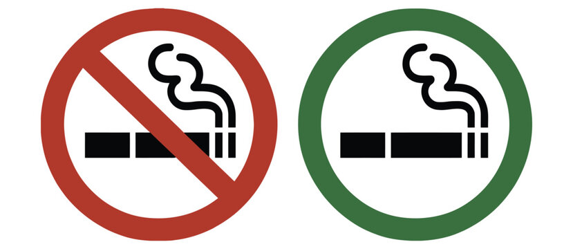 No smoking sign, vector illustration featuring forbidden tobacco and e cigarette symbols for smoke free areas, health protection, safety warnings, and signage design.