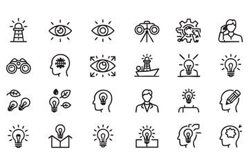 Fototapeta premium Creative Strategy and Innovation Vector Icons for Corporate Presentations and Branding