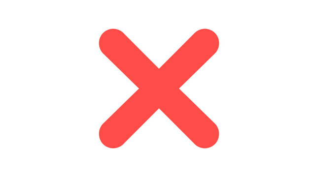 Red x mark vector illustration on a white background