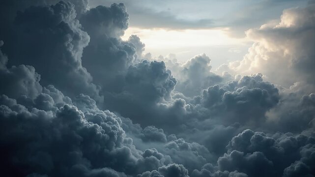 stormy sky with sun rays breaking through clouds
