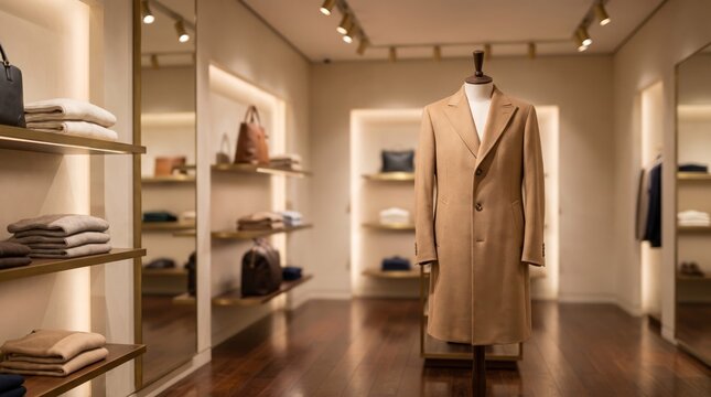 Exclusive Boutique Interior Showcasing Premium Cashmere Coat
