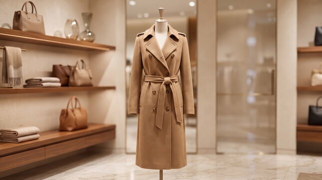 Luxury Cashmere Winter Coat Displayed in Premium Fashion Boutique
