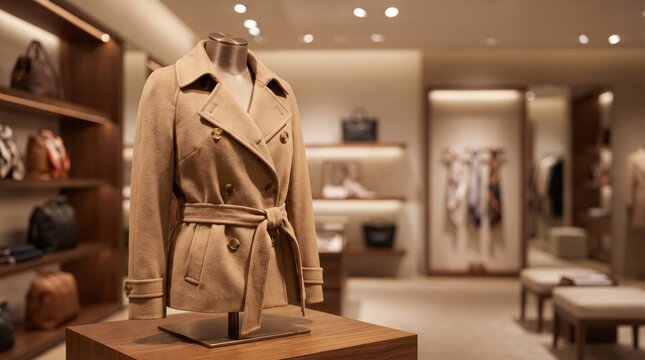 Premium Winter Fashion Coat on Luxury Boutique Mannequin