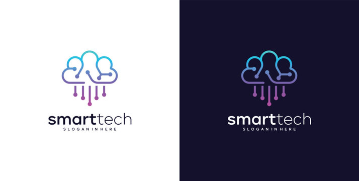 smart cloud modern technology design logo  vector illustration.