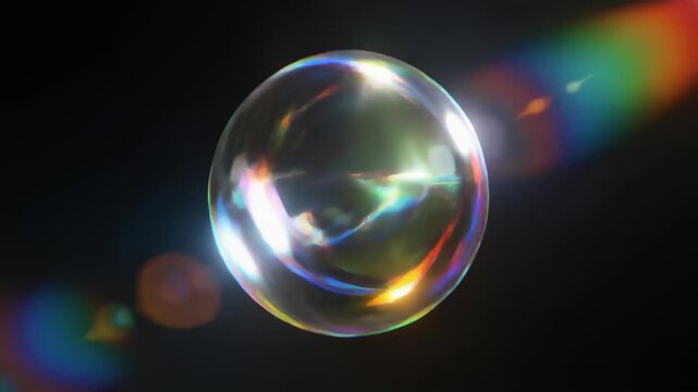 Rotating glass sphere with refraction trails background animation