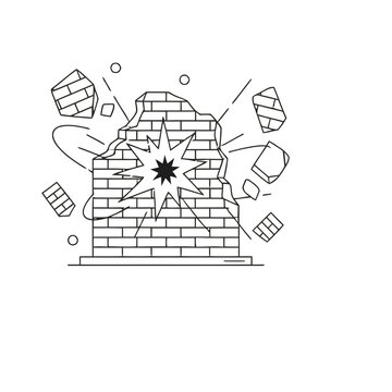 Exploding Brick Wall Illustration