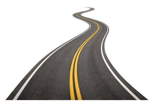 Winding road on white background.