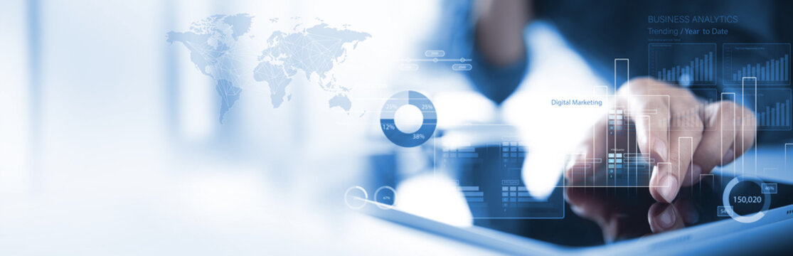 Data analytics, Digital marketing performance growth and financial report, business development, strategy and planning concept