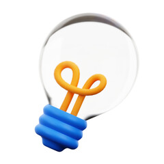 3D light bulb icon conceptual representation of creative idea or innovation