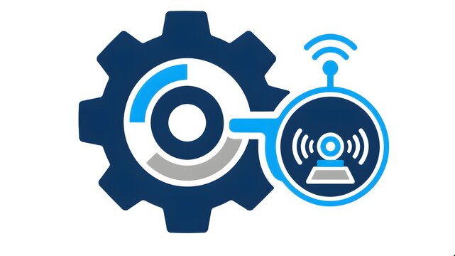 Smart Industrial Gear with Wireless Sensor Monitoring, IoT Predictive Maintenance, Machine Condition Monitoring and Industry 4.0 Automation Vector Illustration