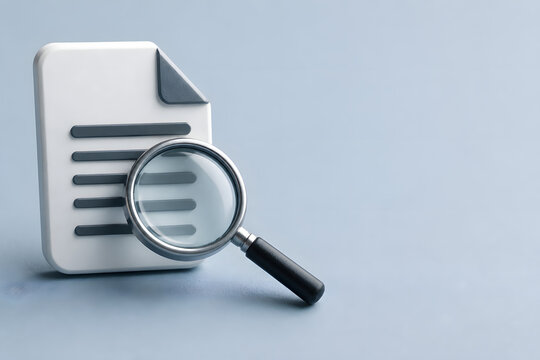 Document Search Concept With Magnifying Glass Macro