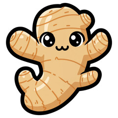 Naklejka premium Cute Kawaii Ginger Root Character Illustration