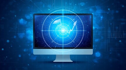 Fototapeta premium Computer Screen Displaying Futuristic Radar Interface Technology.