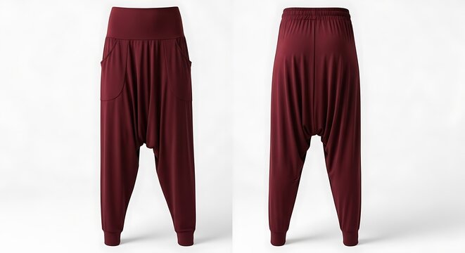 mockup of a maroon color harem pants