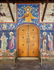 Fototapeta premium ancient buildings of the Megala Meteora monastery in Greece.
