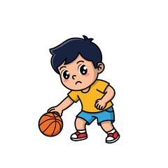 Cute Boy Dribbling Basketball Illustration