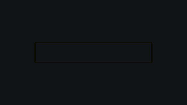 Minimalist gold frame border overlay on dark animation 4k background, for and cinematic, titles