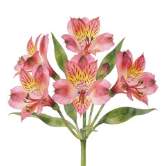 Obraz premium Pink Alstroemeria Flowers Isolated Transparent Background