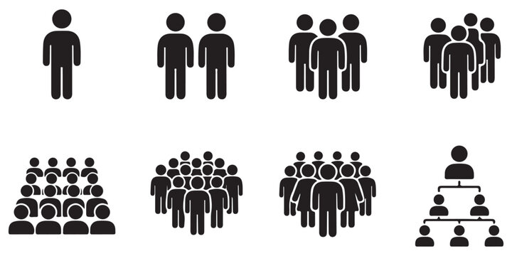Diverse business team hierarchy and leadership structure. Corporate group levels from interns to CEO in flat vector design.