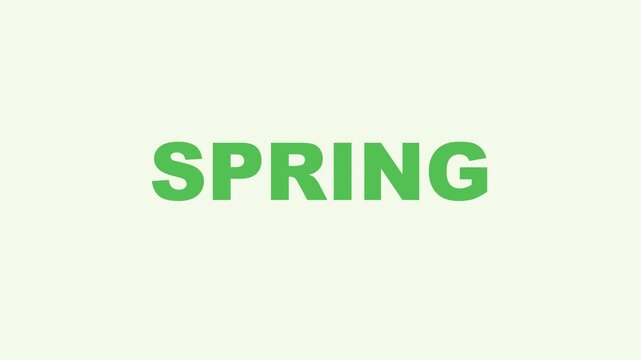 Minimalist spring text animation, green seasonal typography motion for nature and environmental projects 4k
