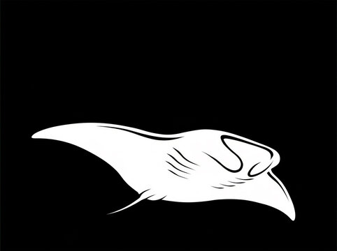 Simple line drawing of a manta ray swimming