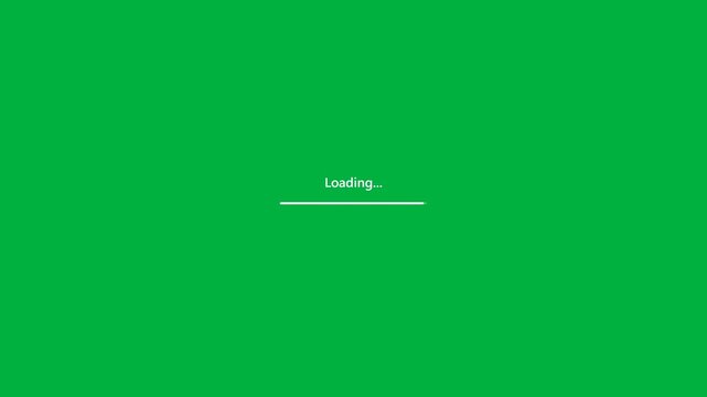 minimalist loading bar with white progress indicator on a green screen, representing data transfer