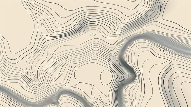 Topographic contour lines on neutral background, clean geography design.
