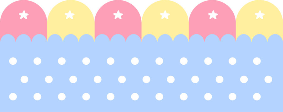Cute kawaii pastel decorative border blue polkadots snd star
