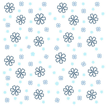 hand-drawn blue navy flower seamless pattern on transparent background PNG