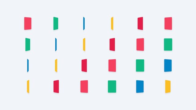 Minimalist rotating colorful rectangles on white background
