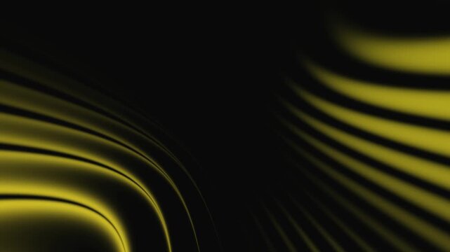 Abstract futuristic neon glowing strobe light waves background with seamless loopable curved lines warp in yellow gradient sci fi cyberpunk vj loops wall display concert backdrop motion graphics 4k