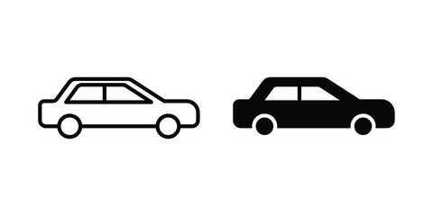 Obraz premium Car side view icon line illustrations set