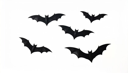 Fototapeta premium Flying Bat Silhouettes on White Background